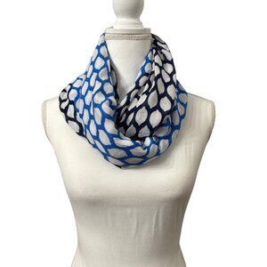 Kate Spade New York Infinity Scarf W/Blue & White Lemon Print Lightweight